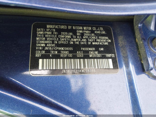 Продажа на аукционе авто 2019 Nissan Rogue Sport Sv, vin: JN1BJ1CP9KW238355, номер лота: 45640819