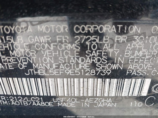 Lexus LS 460 2014 JTHBL5EF9E5128739 Image 9
