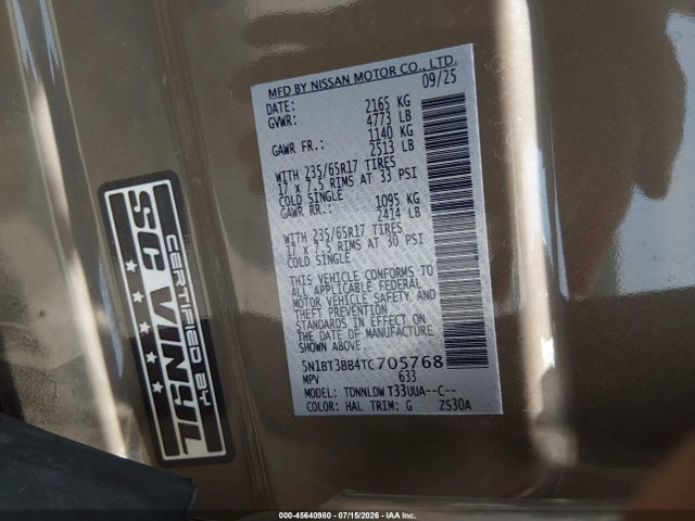 Продажа на аукционе авто 2026 Nissan Rogue Rock Creek, vin: 5N1BT3BB4TC705768, номер лота: 45640980