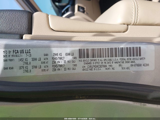 Продаж на аукціоні авто 2019 Jeep Grand Cherokee Laredo E 4x4, vin: 1C4RJFAGXKC837004, номер лоту: 45641000