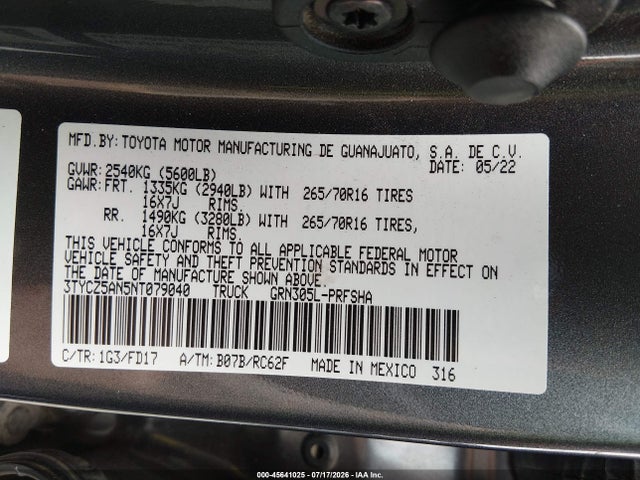 3TYCZ5AN5NT079040 Toyota Tacoma Trd Off Road