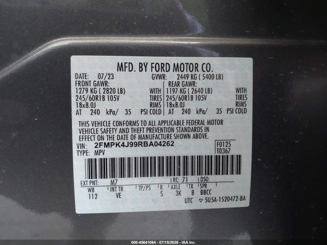 Ford EDGE SEL 2024 2FMPK4J99RBA04262 Image 9