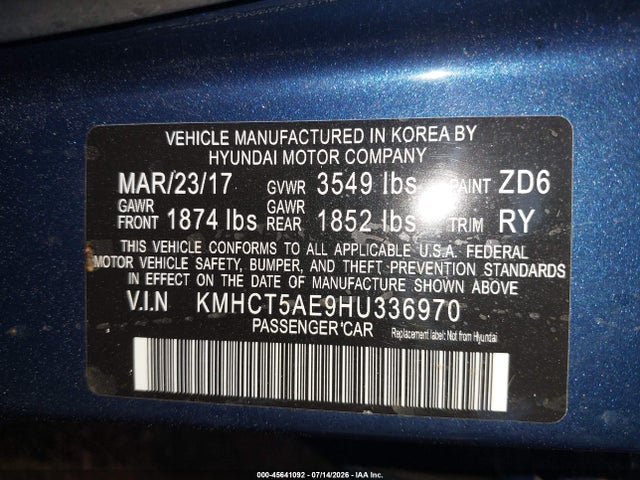 Hyundai ACCENT SE 2017 KMHCT5AE9HU336970 Image 9