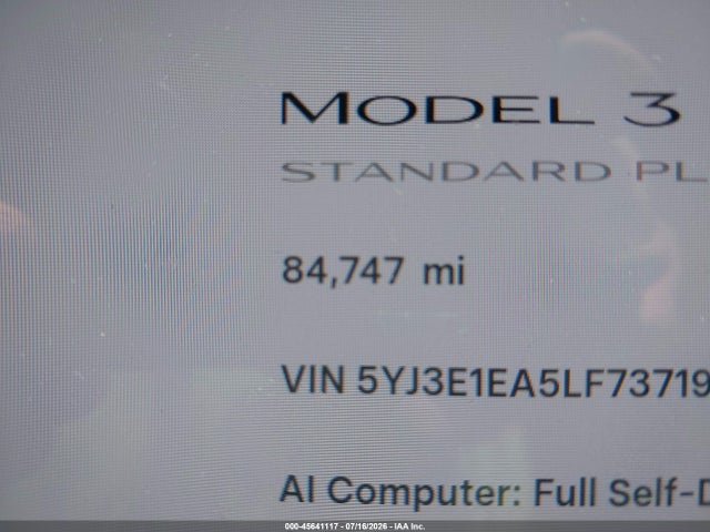 5YJ3E1EA5LF737190 Tesla Model 3 Standard Range Plus Rear-wheel Drive/standard Range Rear-wheel Drive