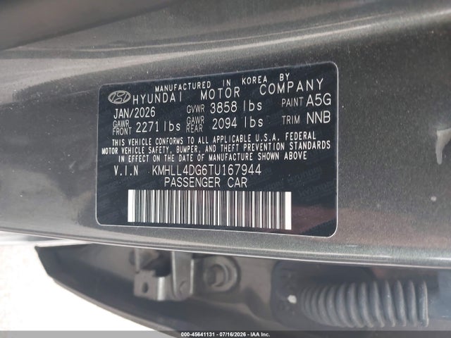Aukcja sprzedaży 2026 Hyundai Elantra Se, vin: KMHLL4DG6TU167944, numer aukcji: 45641131