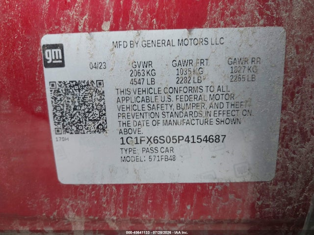 1G1FX6S05P4154687 Chevrolet Bolt Ev Fwd 2lt