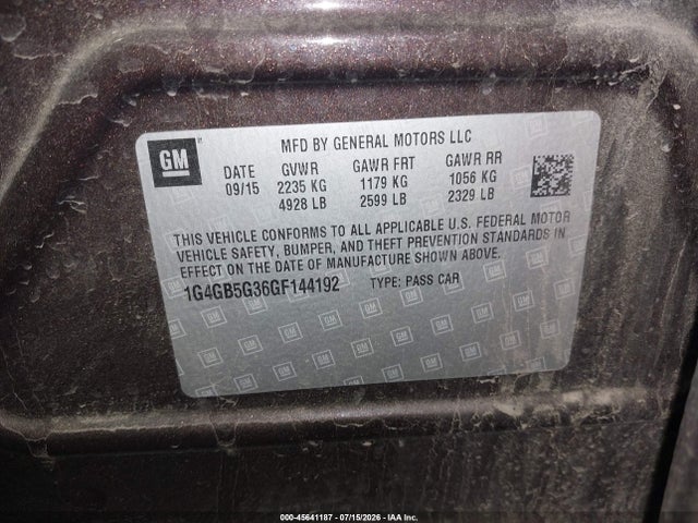 Продажа на аукционе авто 2016 Buick Lacrosse Leather, vin: 1G4GB5G36GF144192, номер лота: 45641187