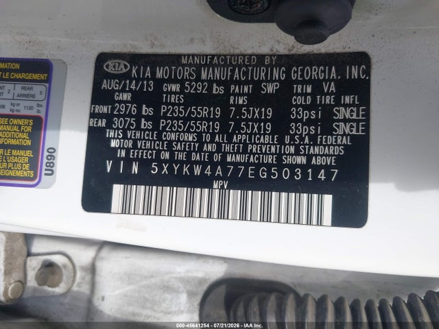 5XYKW4A77EG503147 KIA Sorento Limited V6