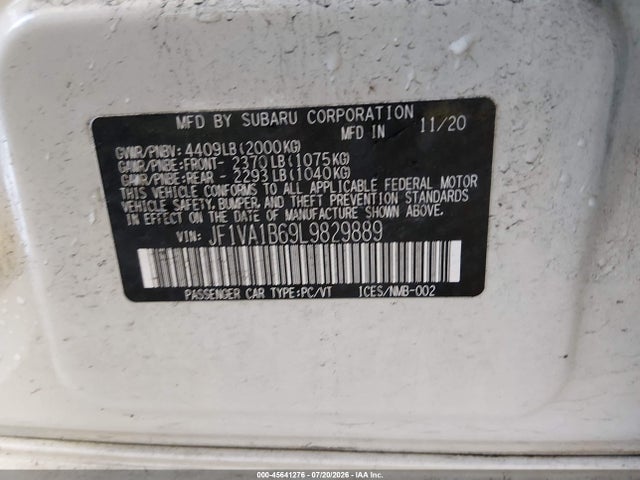 Aukcja sprzedaży 2020 Subaru Wrx Premium, vin: JF1VA1B69L9829889, numer aukcji: 45641276