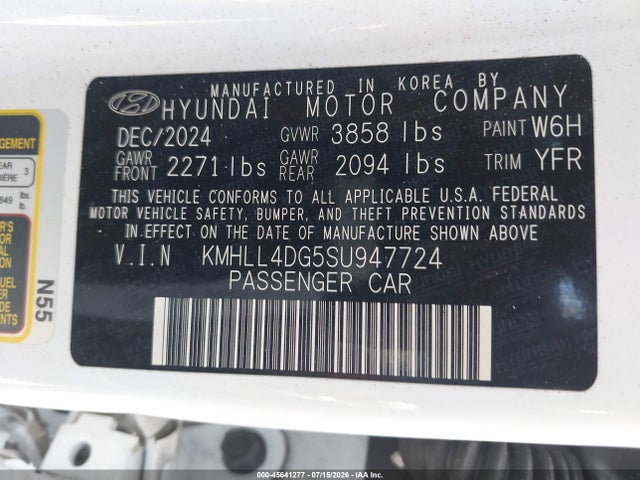 Продаж на аукціоні авто 2025 Hyundai Elantra Se, vin: KMHLL4DG5SU947724, номер лоту: 45641277