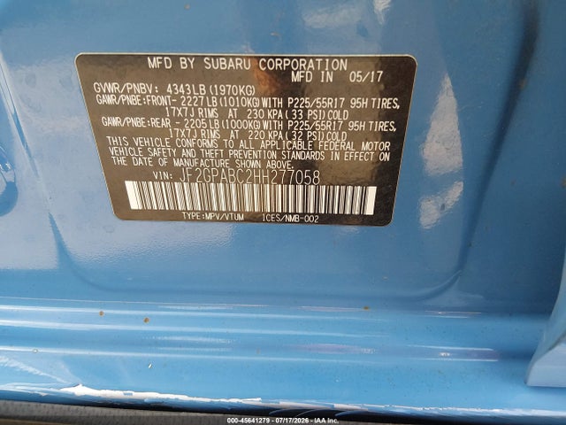 Subaru Crosstrek 2.0i Premium 2017 JF2GPABC2HH277058 Image 9