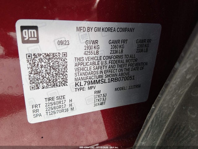 Продаж на аукціоні авто 2024 Chevrolet Trailblazer Fwd Ls, vin: KL79MMSL1RB070051, номер лоту: 45641292