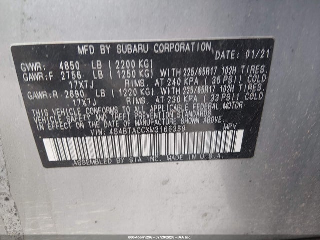Subaru Outback Premium 2021 4S4BTACCXM3166389 Image 9