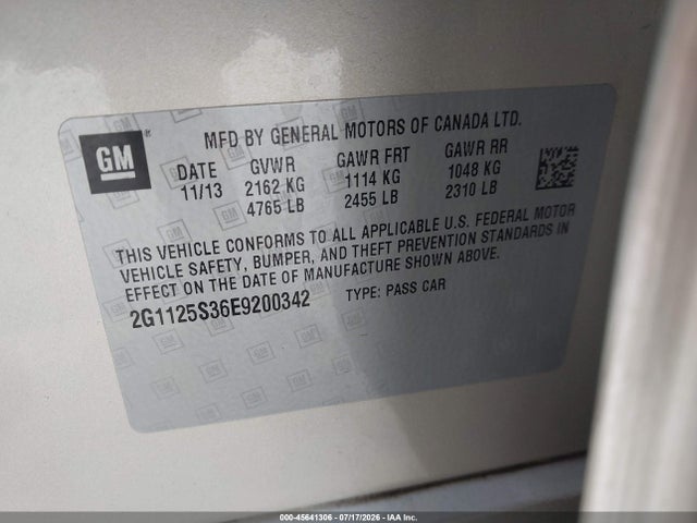 Chevrolet Impala 2lt 2014 2G1125S36E9200342 Image 9