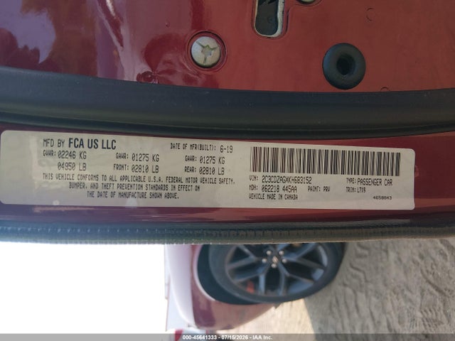 Aukcja sprzedaży 2019 Dodge Challenger Sxt, vin: 2C3CDZAGXKH683152, numer aukcji: 45641333
