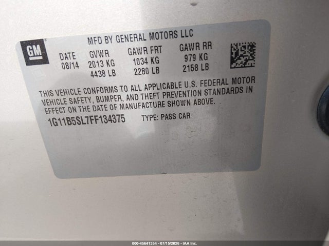 Chevrolet MALIBU LS 2015 1G11B5SL7FF134375 Image 9