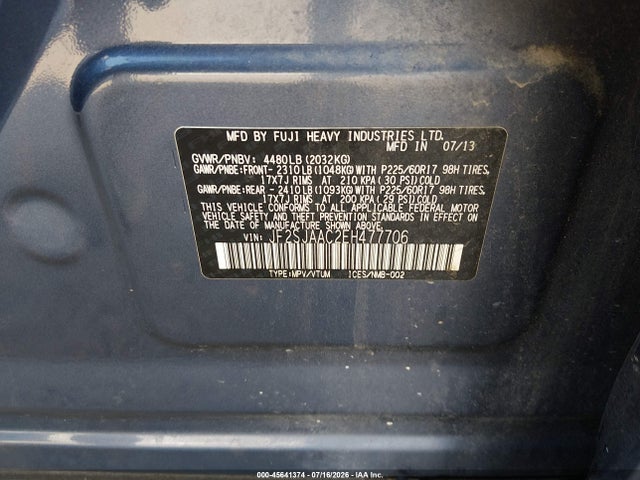 Subaru Forester 2.5i 2014 JF2SJAAC2EH477706 Image 9