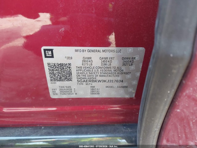 Aukcja sprzedaży 2019 Buick Enclave Fwd Essence, vin: 5GAERBKW3KJ317634, numer aukcji: 45641393