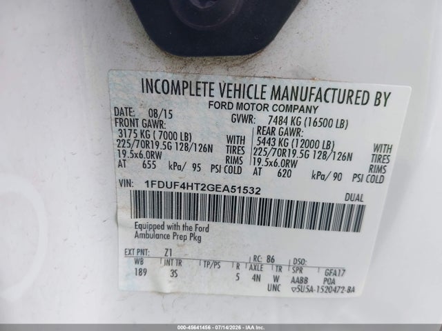 Продажа на аукционе авто 2016 Ford F-450 Chassis Xlt, vin: 1FDUF4HT2GEA51532, номер лота: 45641456