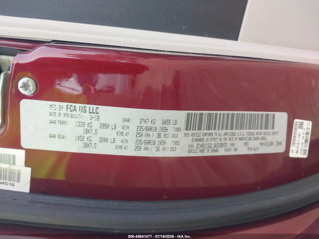 2018 Chrysler Pacifica Limited მანქანა იყიდება აუქციონზე, vin: 2C4RC1GG1JR269073, აუქციონის ნომერი: 45641477