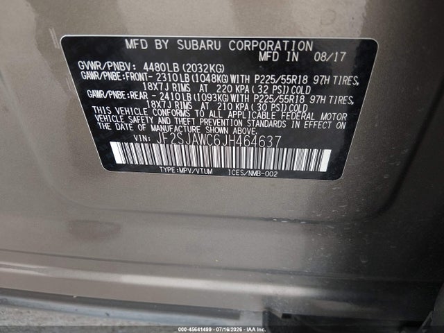 Subaru Forester 2.5i Touring 2018 JF2SJAWC6JH464637 Image 9