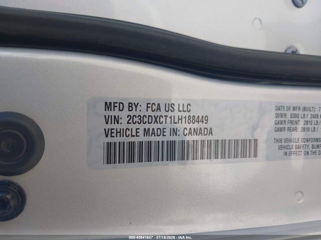2C3CDXCT1LH188449 Dodge Charger R/t Rwd