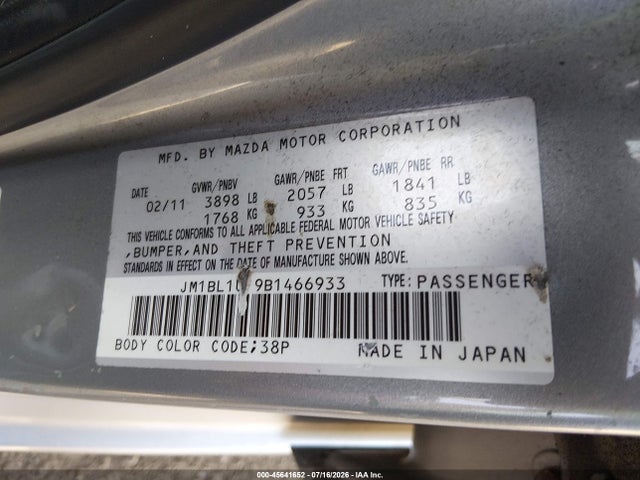 Aukcja sprzedaży 2011 Mazda Mazda3 I Sport, vin: JM1BL1UF9B1466933, numer aukcji: 45641652