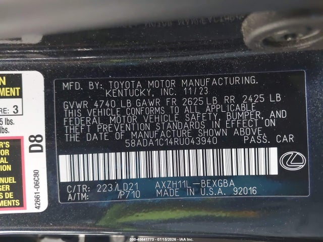 58ADA1C14RU043940 Lexus ES 300H