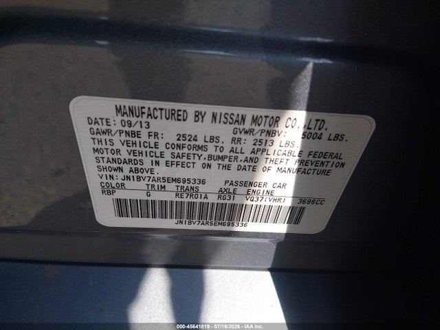 Продажа на аукционе авто 2014 Infiniti Q50 Premium, vin: JN1BV7AR5EM695336, номер лота: 45641819