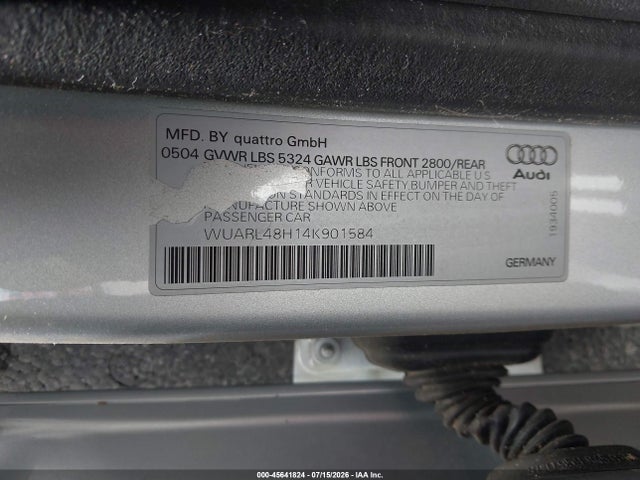 Продажа на аукционе авто 2004 Audi S4, vin: WUARL48H14K901584, номер лота: 45641824