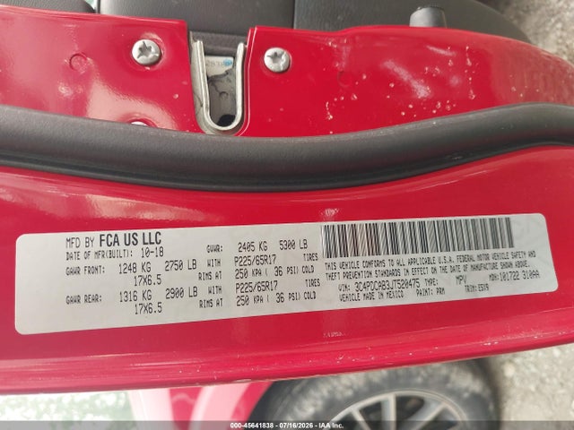 45641838 :رقم المزاد ، 3C4PDCAB3JT520475 vin ، 2018 Dodge Journey Se مزاد بيع