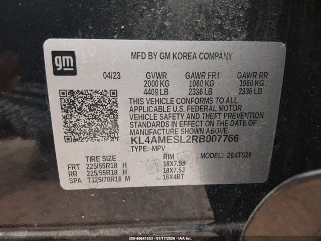 45641853 :رقم المزاد ، KL4AMESL2RB007766 vin ، 2024 Buick Encore Gx Sport Touring Awd مزاد بيع