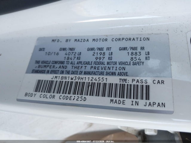 JM1BN1W39H1124551 Mazda Mazda3 Grand Touring