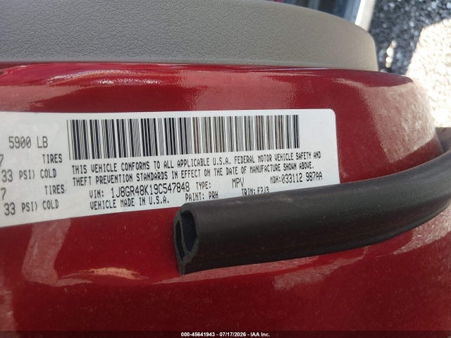 2009 Jeep Grand Cherokee Laredo მანქანა იყიდება აუქციონზე, vin: 1J8GR48K19C547848, აუქციონის ნომერი: 45641943