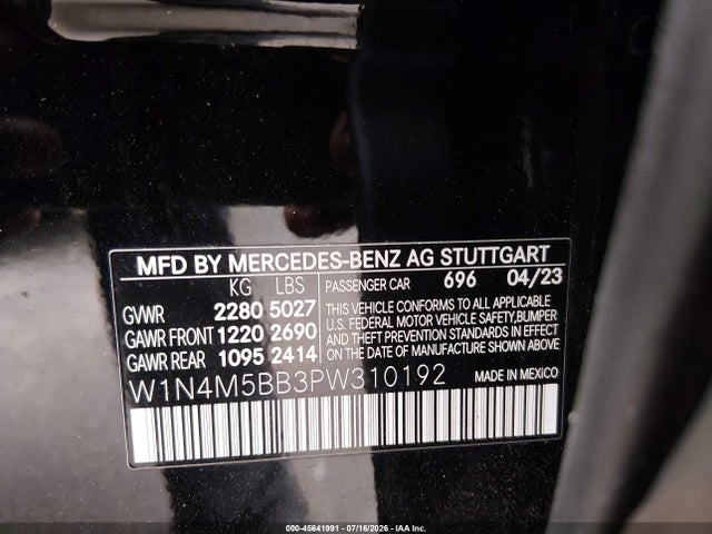 45641991 :رقم المزاد ، W1N4M5BB3PW310192 vin ، 2023 Mercedes-benz Amg Glb 35 4matic مزاد بيع