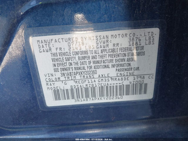 Nissan SENTRA SR 2019 3N1AB7APXKY202360 Image 9