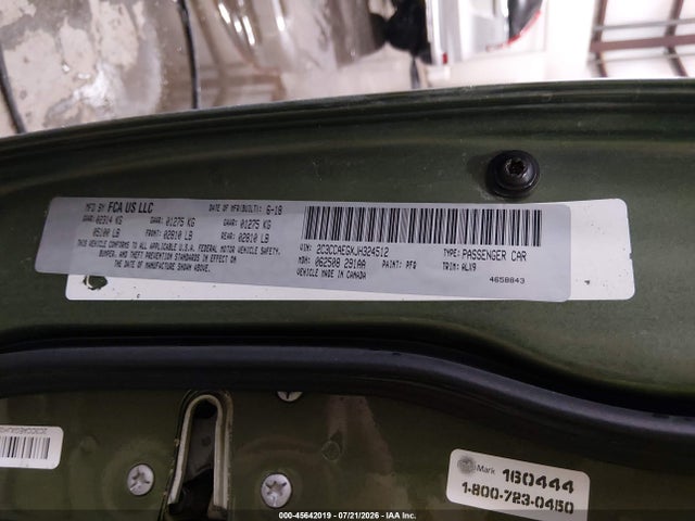 Продаж на аукціоні авто 2018 Chrysler 300 Limited, vin: 2C3CCAEGXJH324512, номер лоту: 45642019