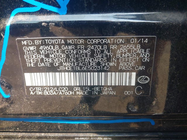 Продажа на аукционе авто 2014 Lexus Gs 350, vin: JTHCE1BL6E5023142, номер лота: 45642021