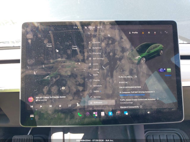 45642044 :رقم المزاد ، 5YJ3E1EA6NF287858 vin ، 2022 Tesla Model 3 Rear-wheel Drive مزاد بيع