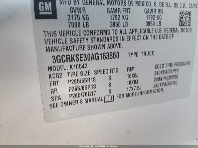Продаж на аукціоні авто 2010 Chevrolet Silverado 1500 Lt, vin: 3GCRKSE30AG163860, номер лоту: 45642051