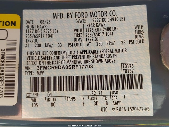 Ford Bronco Sport Badlands 2025 3FMCR9DA8SRF17703 Image 9