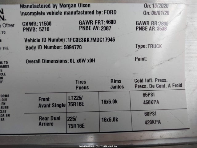 Ford E-350 Stripped 2021 1FC3E3KK7MDC17946 Image 9