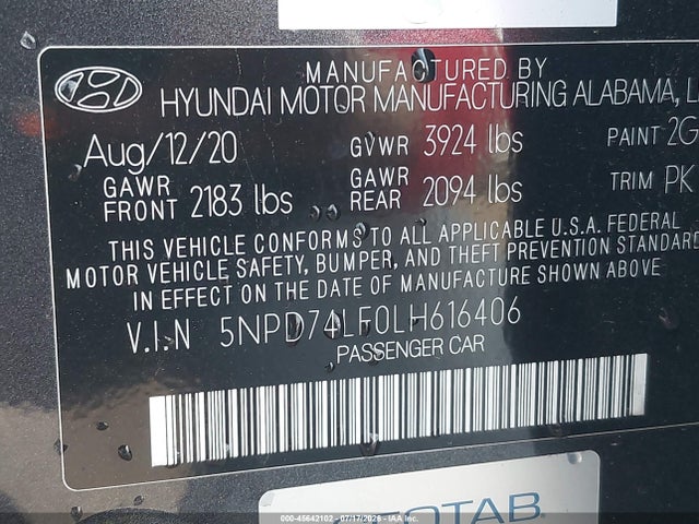 Hyundai ELANTRA SE 2020 5NPD74LF0LH616406 Image 9