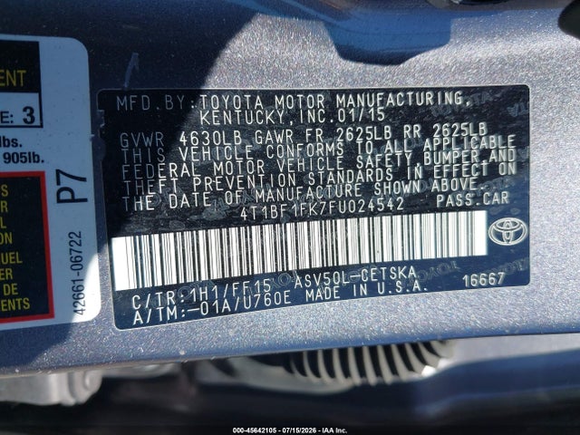 4T1BF1FK7FU024542 Toyota CAMRY SE