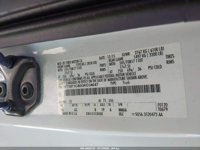 Ford F-150 Xl 2016 1FTMF1C80GKD34647 Image 9