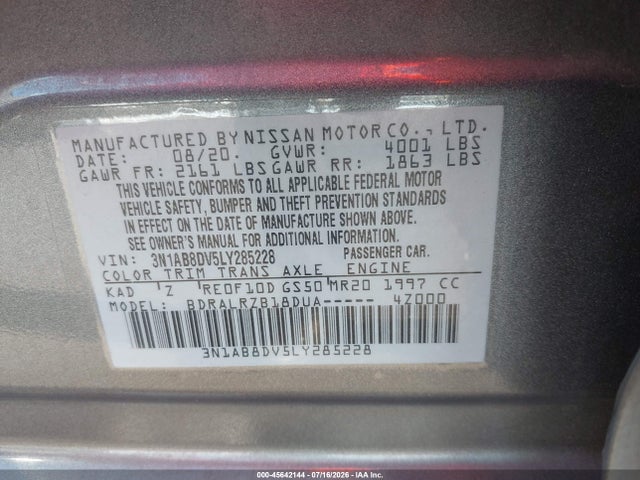 Nissan Sentra Sr Xtronic Cvt 2020 3N1AB8DV5LY285228 Image 9