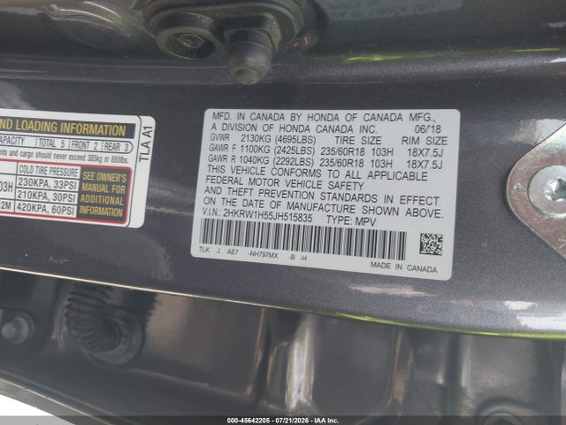 Honda CR-V EX 2018 2HKRW1H55JH515835 Image 9