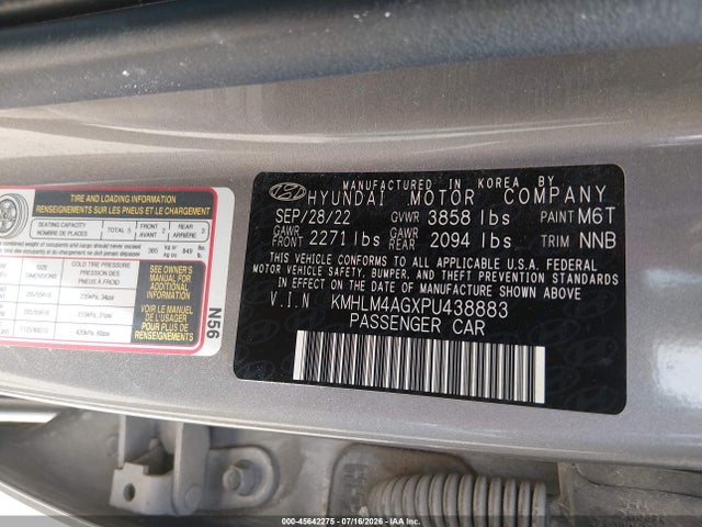 Hyundai ELANTRA SEL 2023 KMHLM4AGXPU438883 Image 9