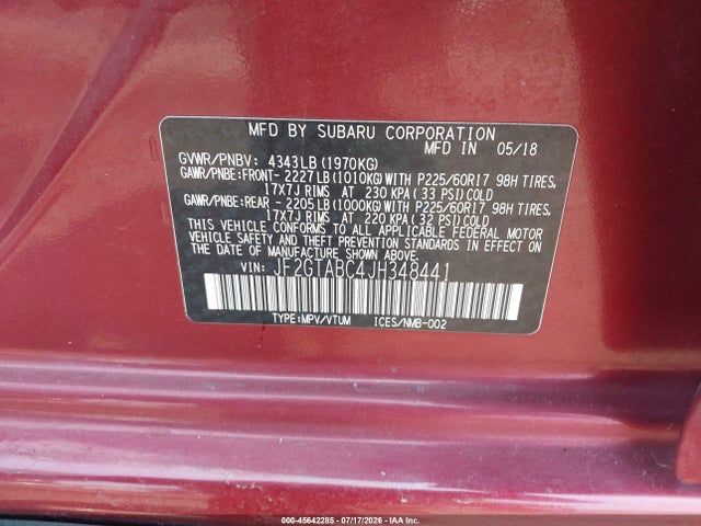 Subaru Crosstrek 2.0i Premium 2018 JF2GTABC4JH348441 Image 9