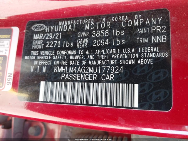 Hyundai ELANTRA SEL 2021 KMHLM4AG2MU177924 Image 9